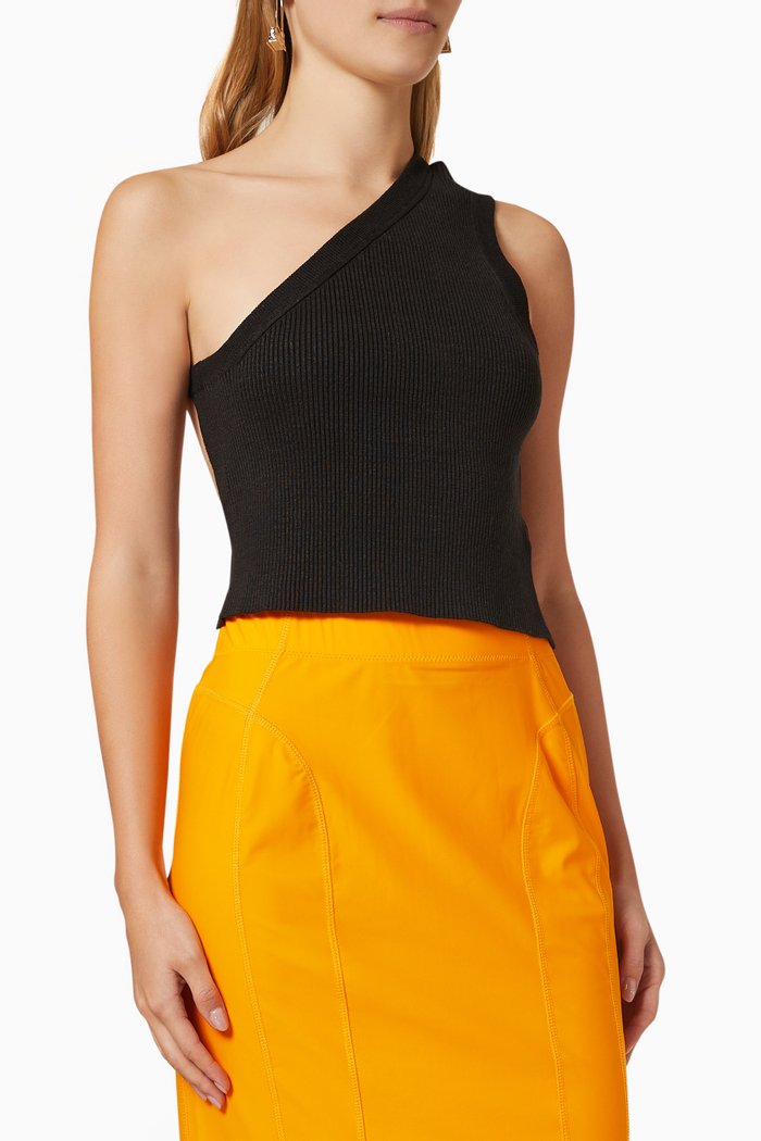 Maille Ascu Top in Viscose-blend Knit, Black
