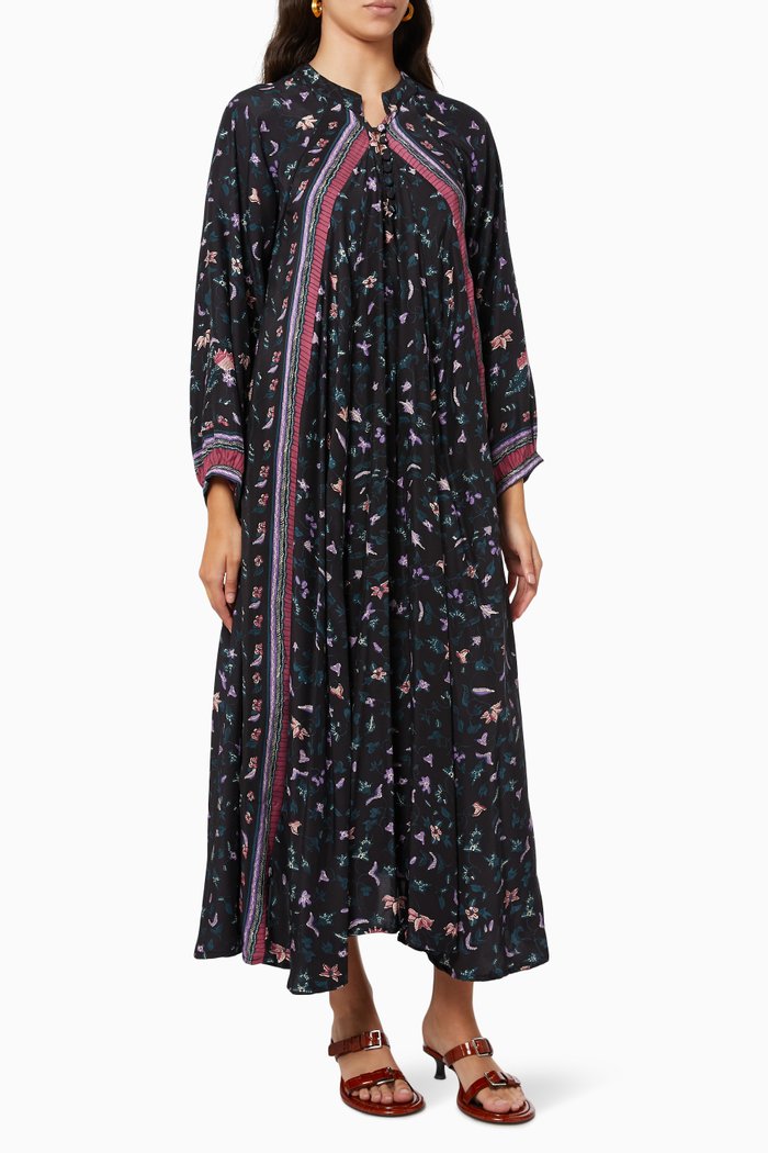 

Fiore Maxi Dress in Silk, Black