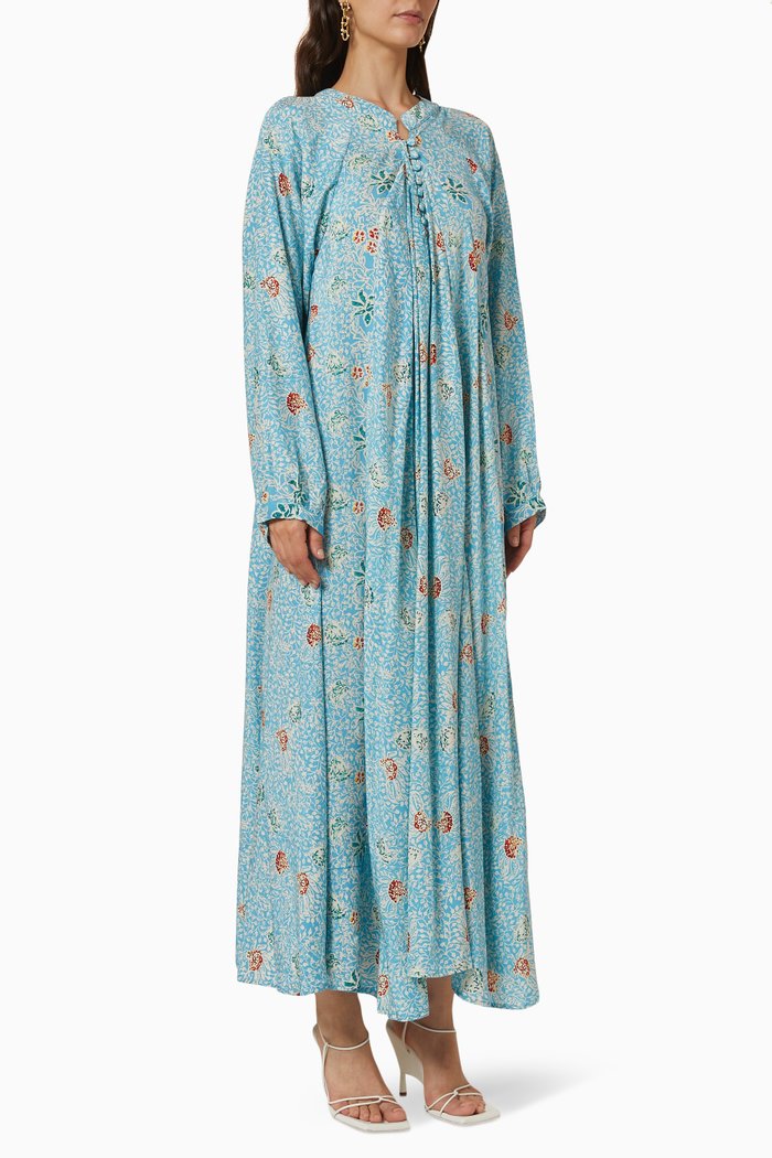 

Fiore Maxi Dress in Silk, Blue