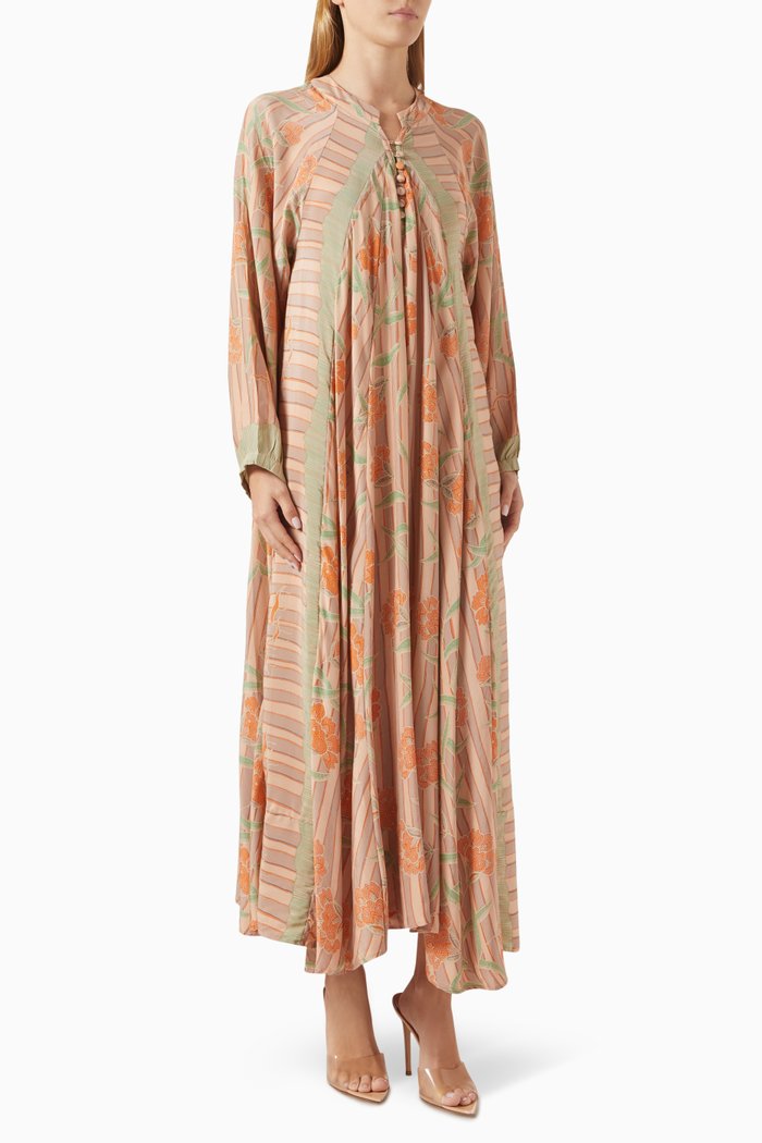 

Fiore Maxi Dress in Silk, Orange