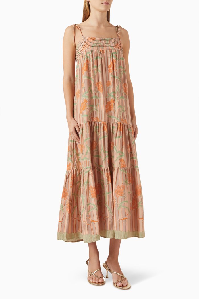 

Melanie Maxi Dress in Silk, Orange