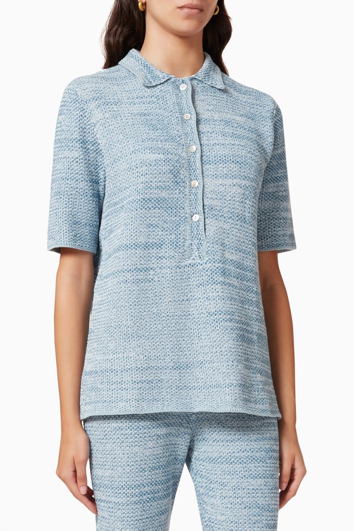

Aida Polo Shirt in Azzurra Knit, Blue