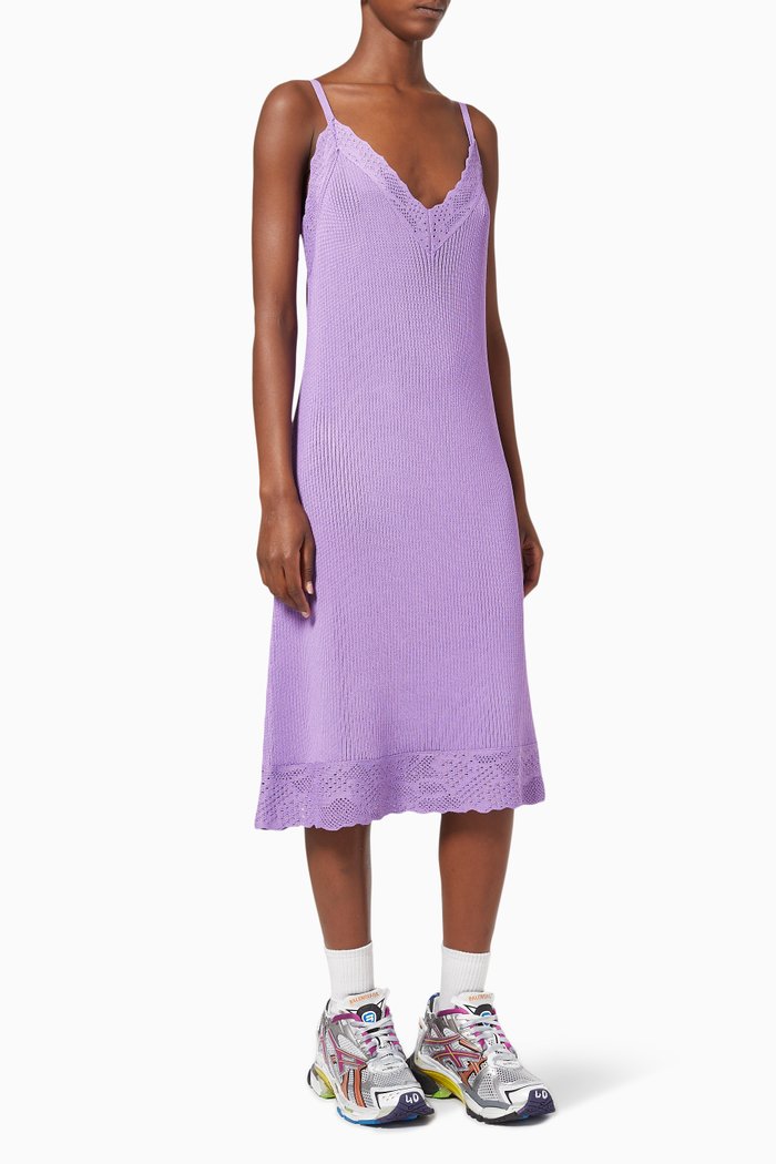 

Slip Dress in Lace Viscose Knit, Purple