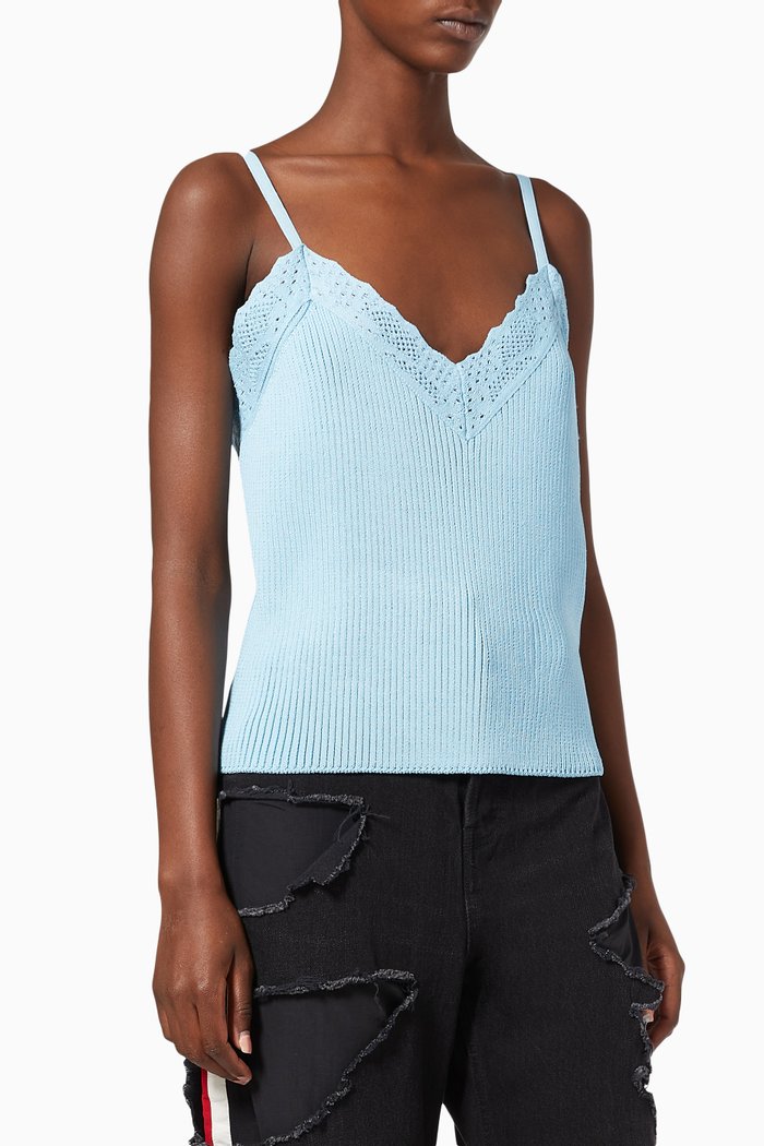 

Slip Top in Lace Viscose Knit, Blue