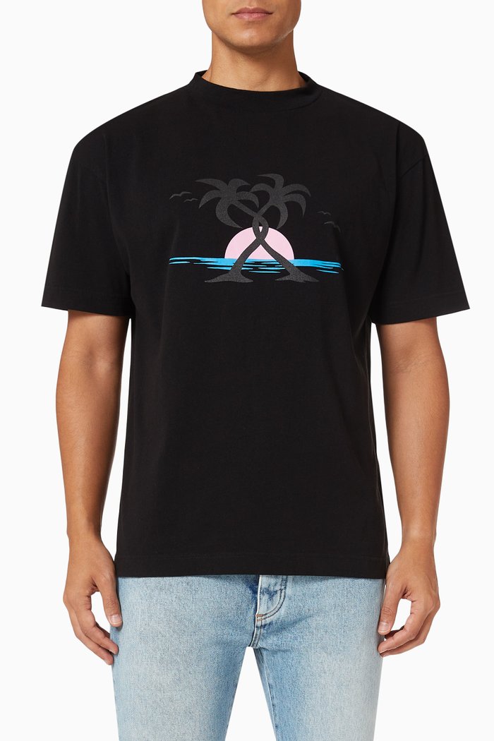 

Hugging Palms T-shirt in Cotton, Black