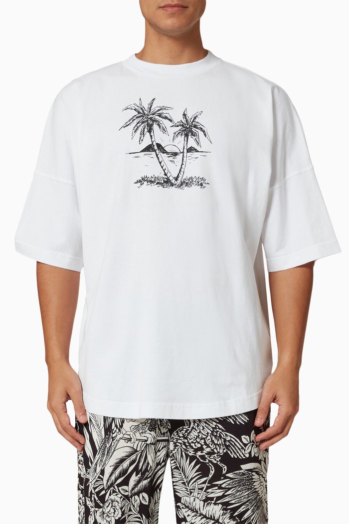 

Sunset Palm Logo T-shirt in Cotton, White