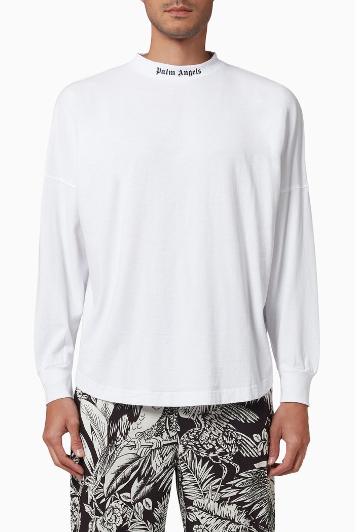 

Doubled Logo Long Sleeved T-shirt in Cotton Jersey, White