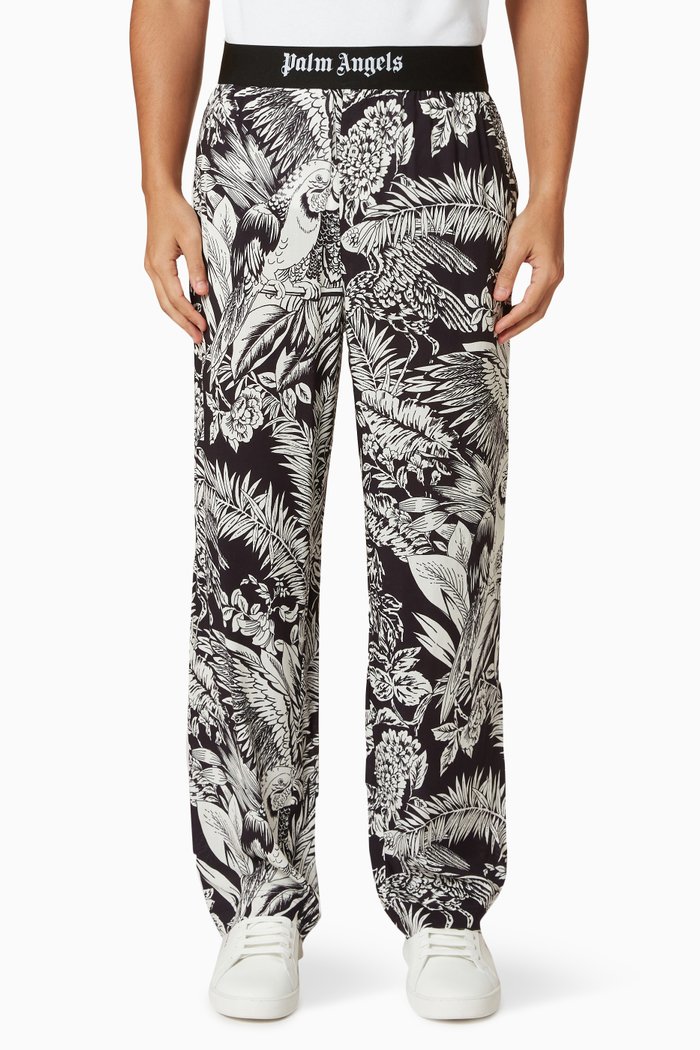 

Jungle Parrots Pajama Pants, Black