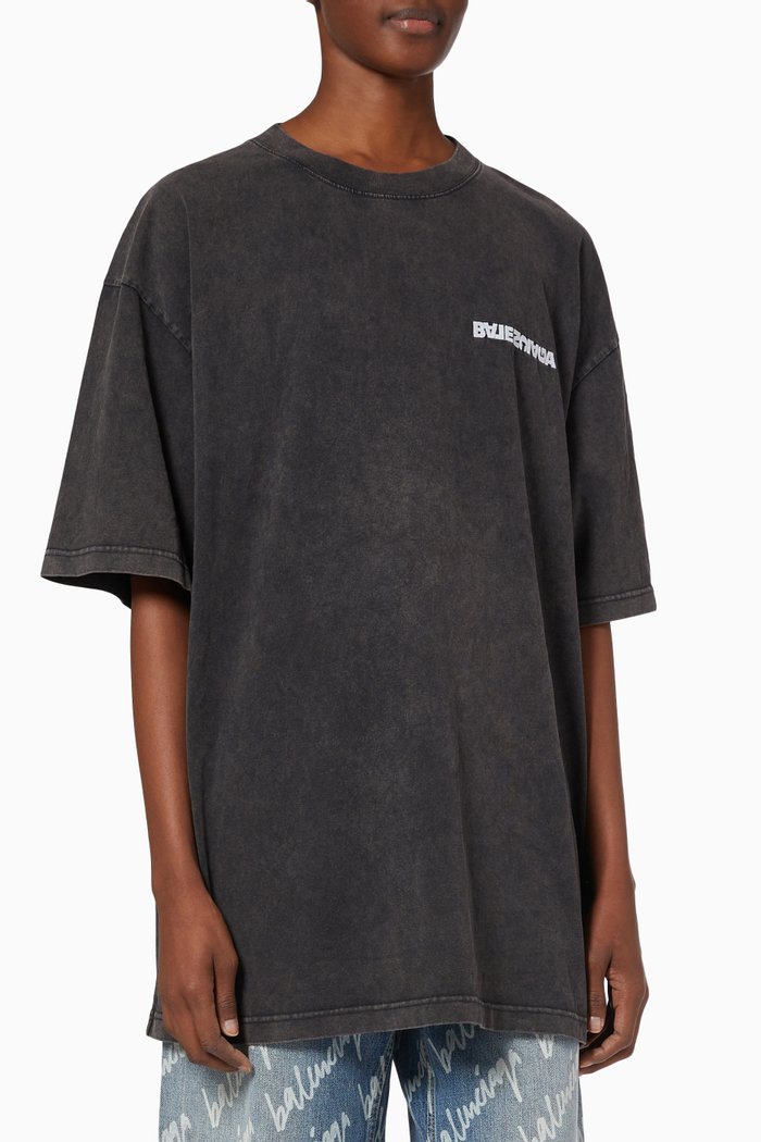

Turn Logo Large Fit T-shirt in Cotton Jersey, Black
