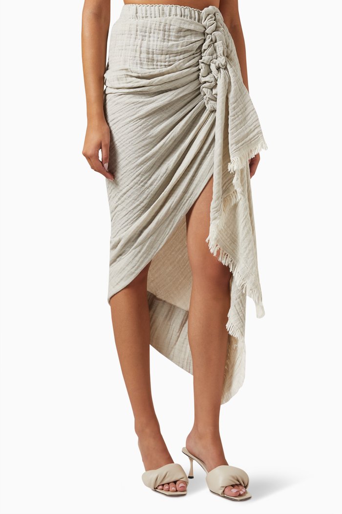 

Tulum Luxe Skirt in Linen-blend, Grey
