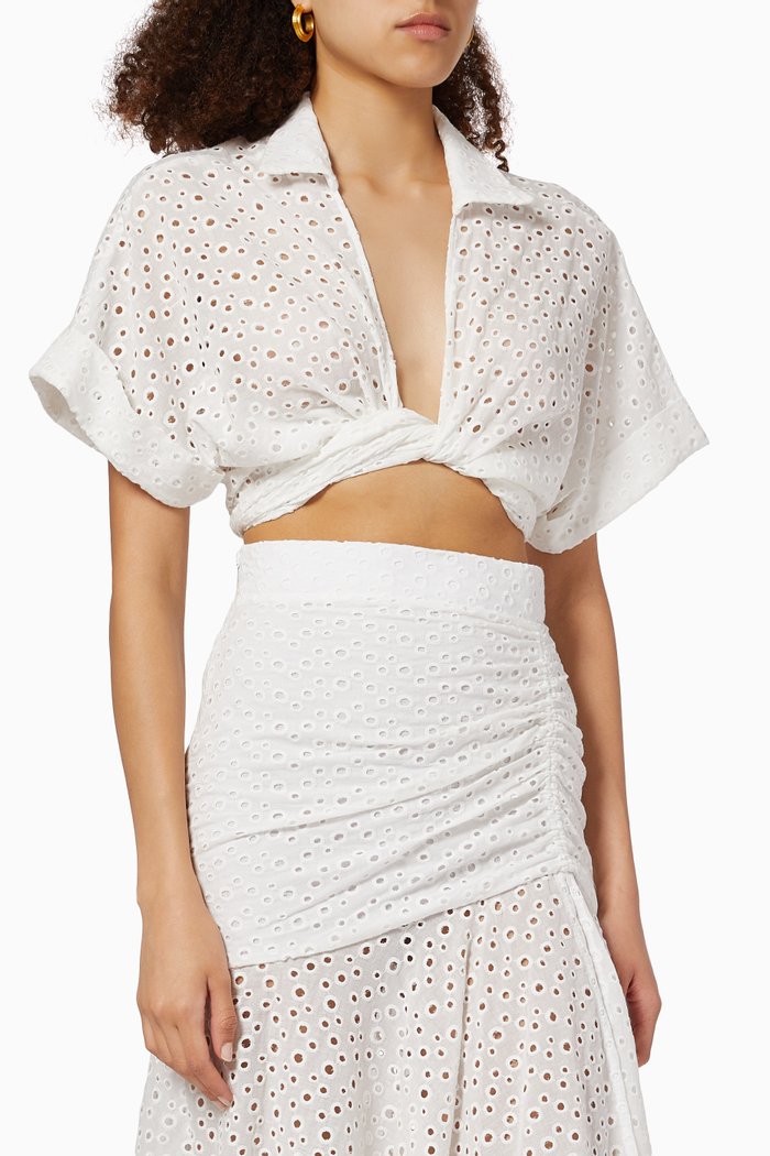 

Chiara Broderie Anglais Top, White