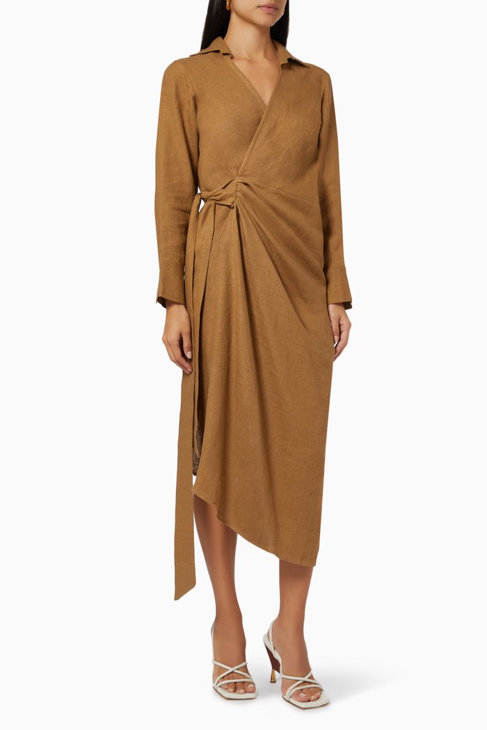 

Fernanda Dress in Linen, Brown