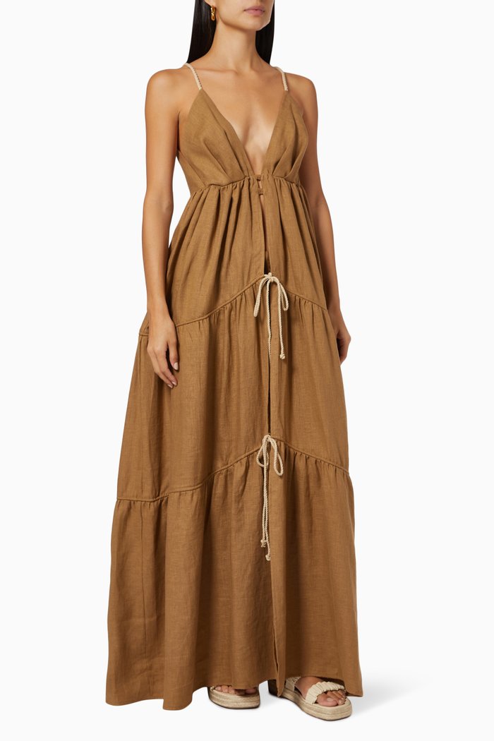 

Mila Dress in Linen, Brown