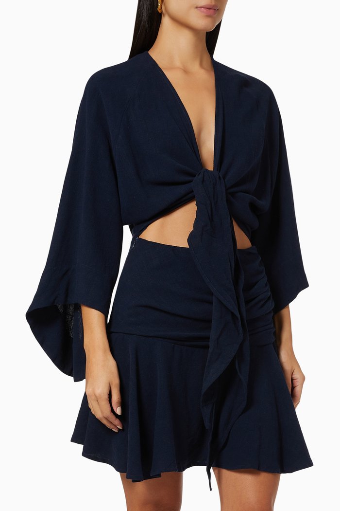 

Paloma Dress in Linen, Blue