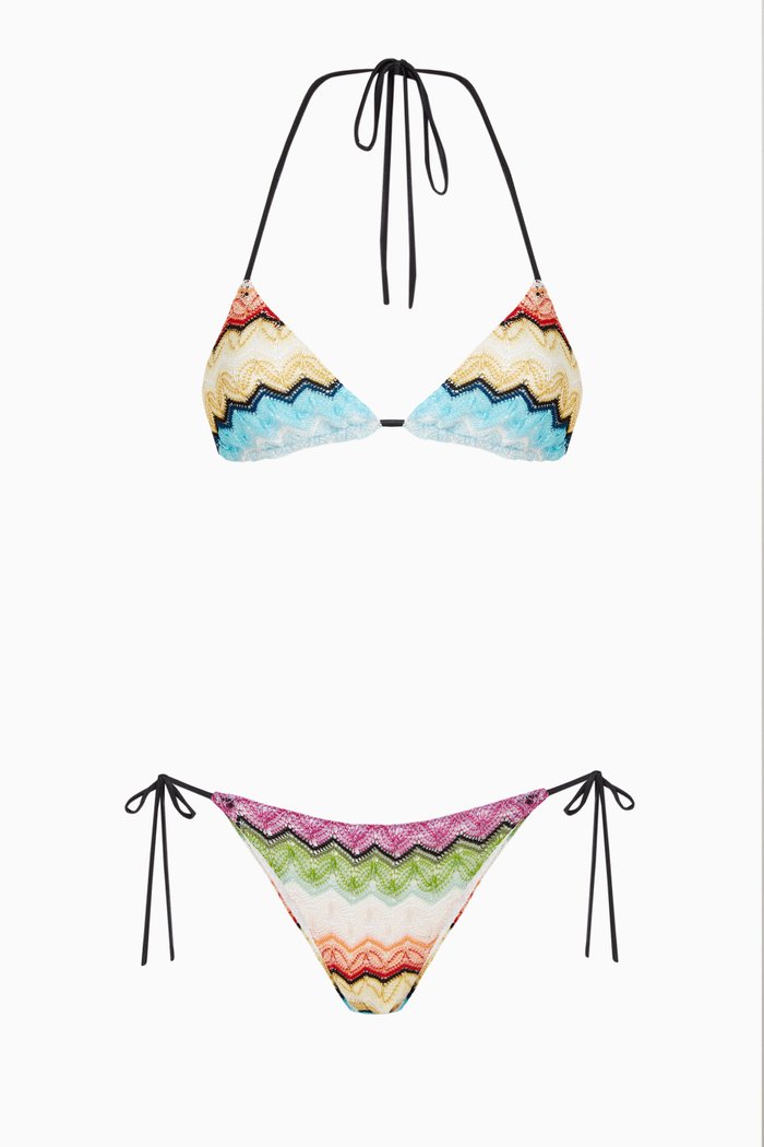 

Triangle Bikini Set in Chevron Knit, Multicolour
