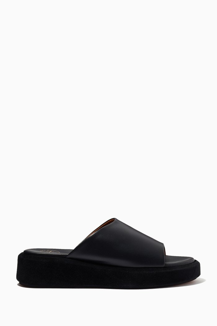 

Pacci Platform Sandals in Leather, Black