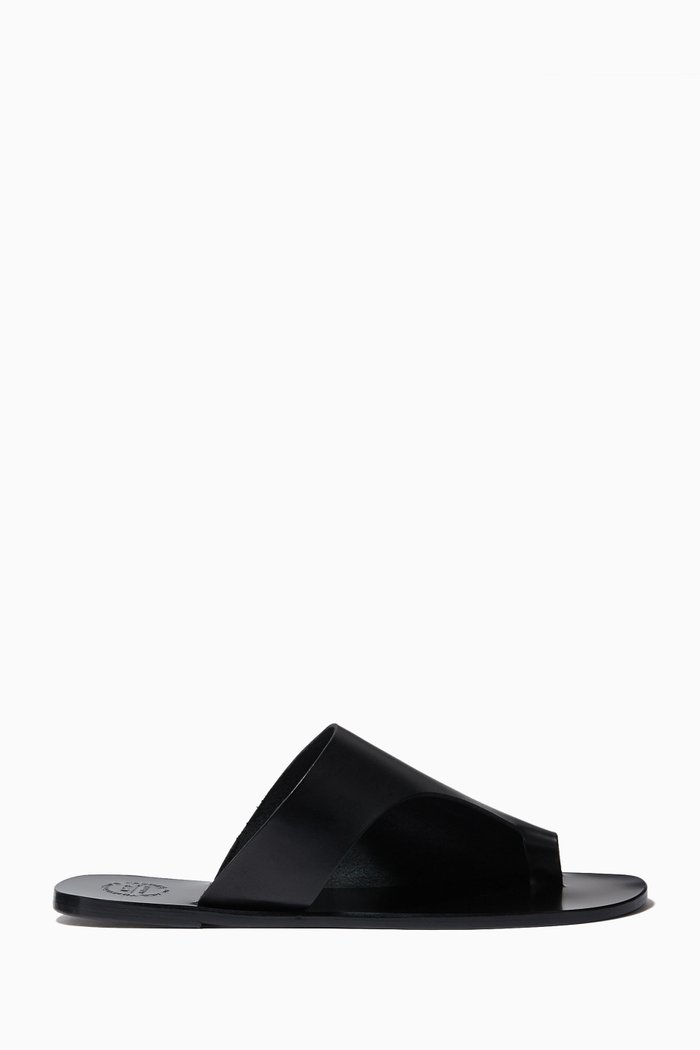 Rosa Cutout Sandal in Leather, Black
