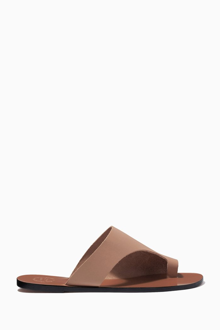 

Rosa Slides in Leather, Neutral