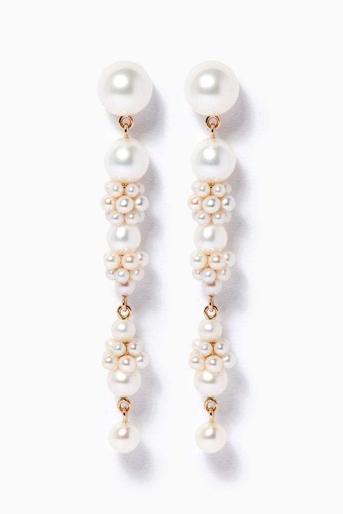 

Tulip Pearl Drop Earrings in 14kt Yellow Gold