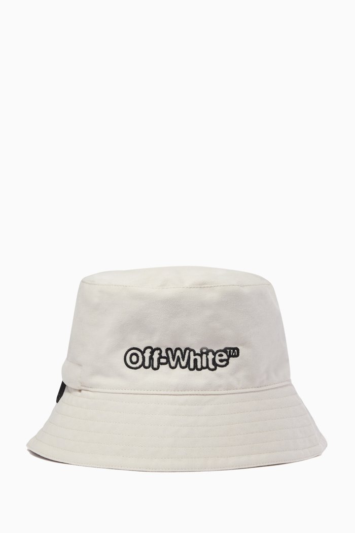 Logo Bucket Hat in Cotton Twill, Neutral