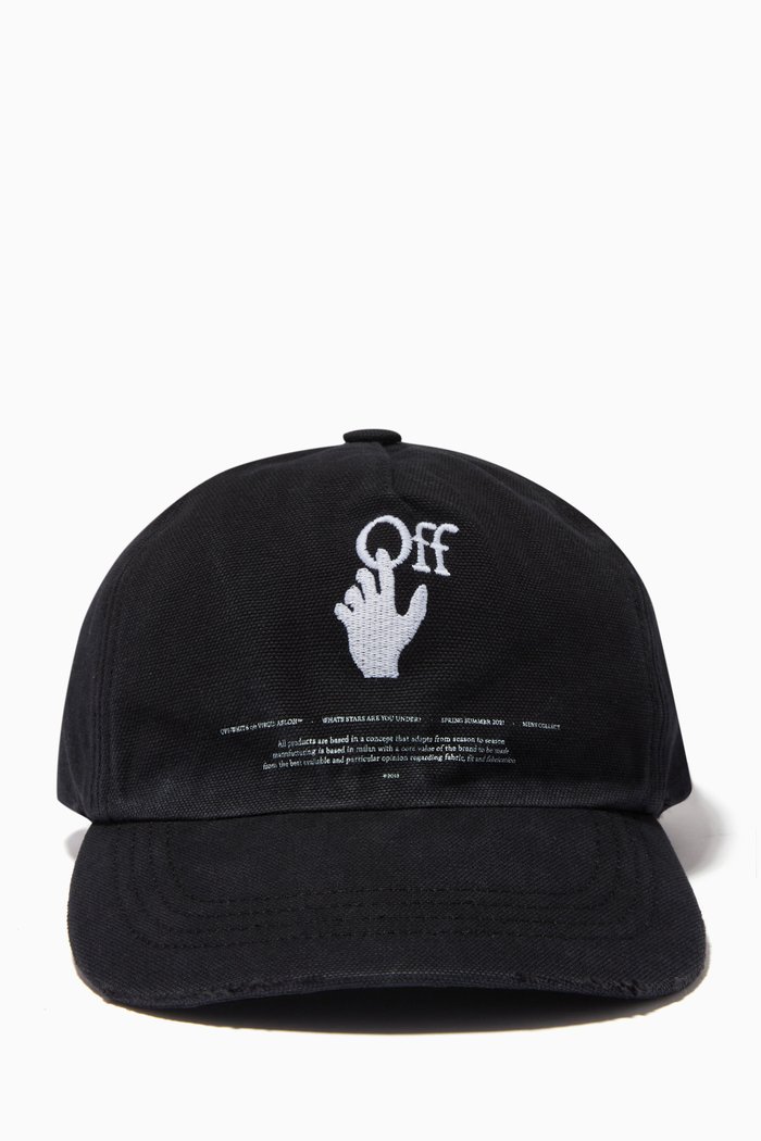 

"Hands Off" Baseball Cap in Cotton, Black