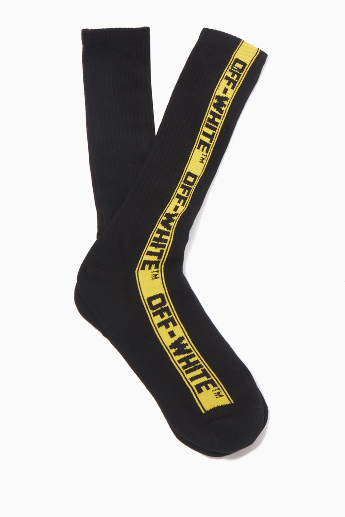 

Industrial Logo Mid Length Socks in Cotton, Black