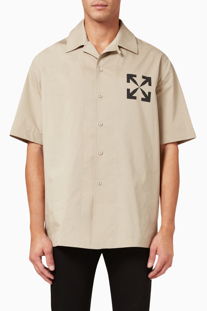 

Arrows Holiday Shirt in Cotton Gabardine, Neutral
