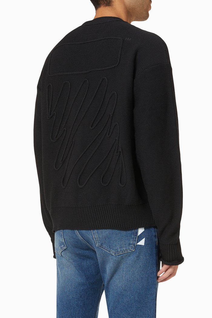 

Wave Twisted Crewneck Sweater, Black