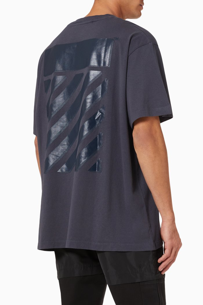 

Rubber Diagonals T-shirt in Cotton Jersey, Blue