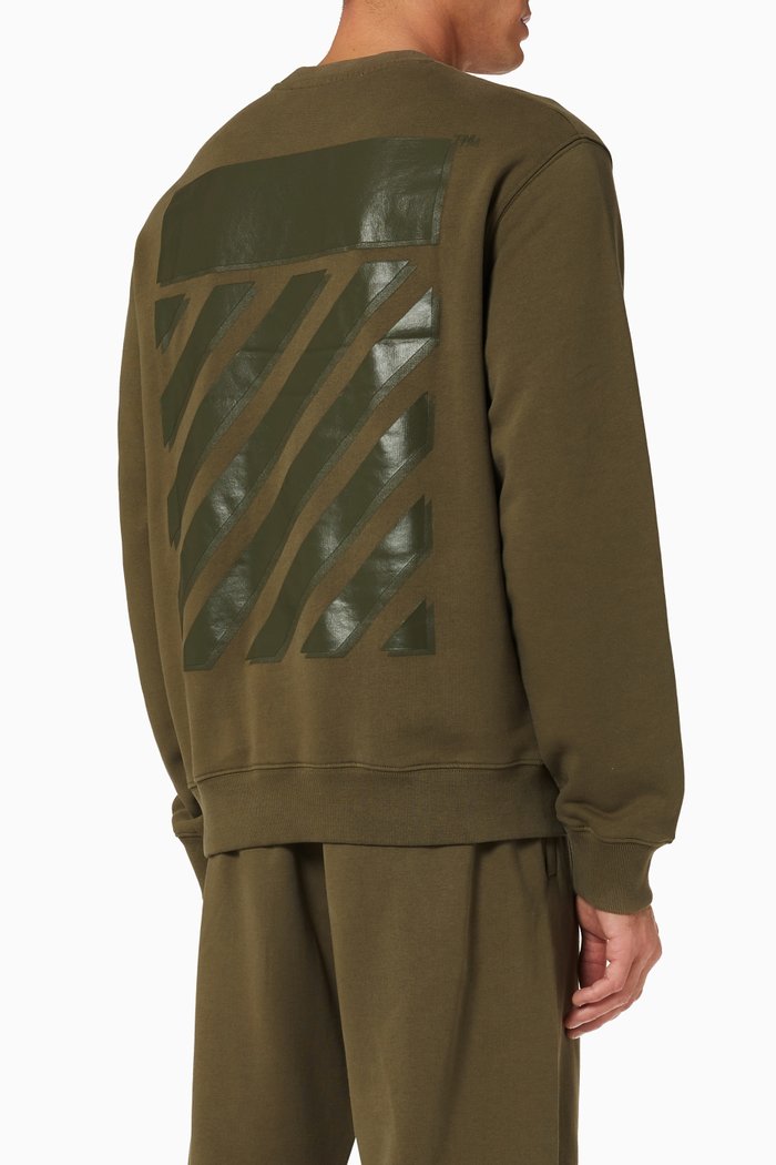 

Rubber Diagonals Slim Sweatshirt in Cotton Terry, Green