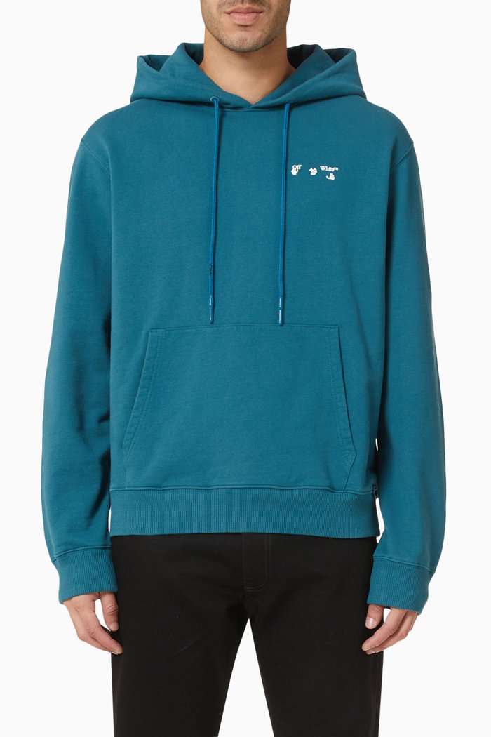 

Ow Logo Slim Hoodie in Cotton Terry, Green