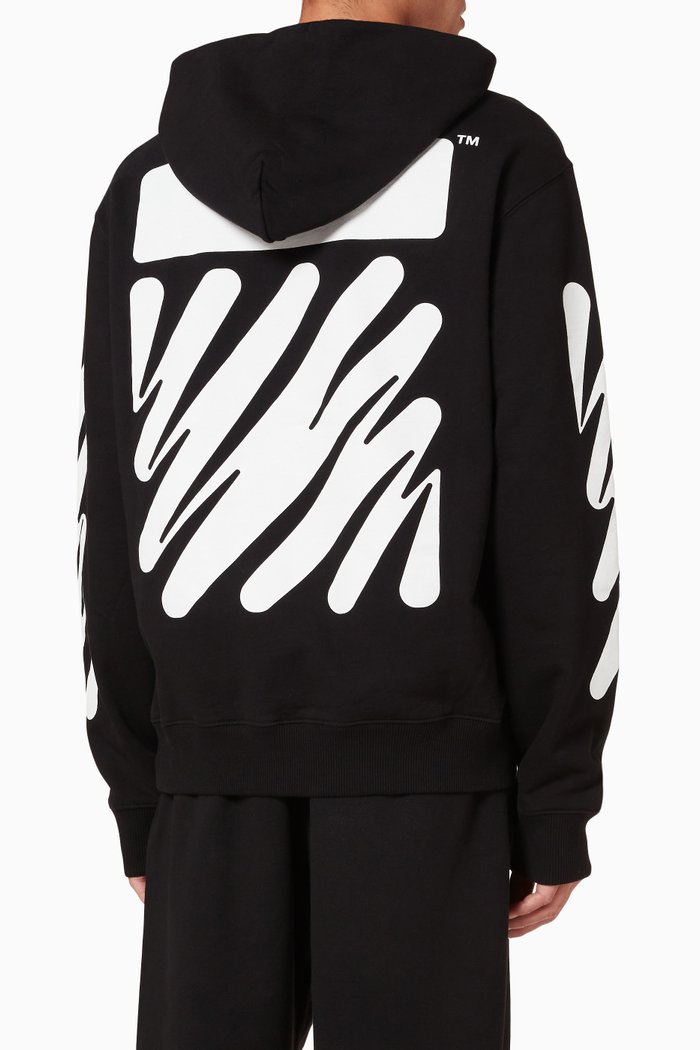 

Wave Arrows Slim Hoodie in Cotton Terry, Black