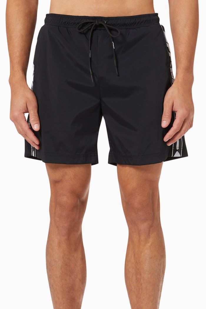 

Logo Band Swim Shorts in Technical Fabric, Black