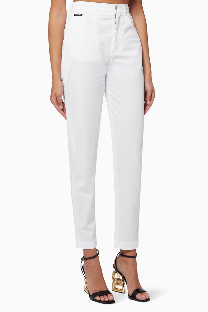 

Logo Plaque Jeans in Denim, White