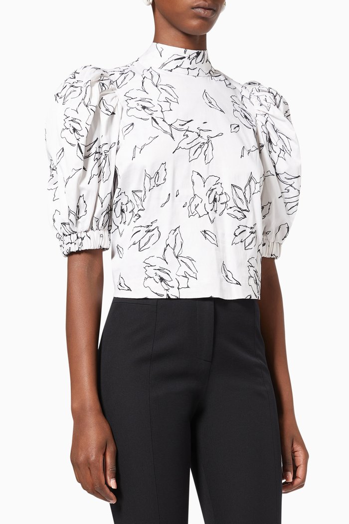 

Luulah Puff Sleeve Top in Cotton, White