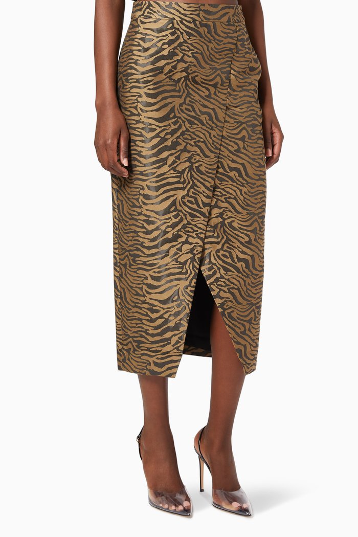 

Zanthie Fixed Wrap Midi Skirt in Viscose Blend, Black