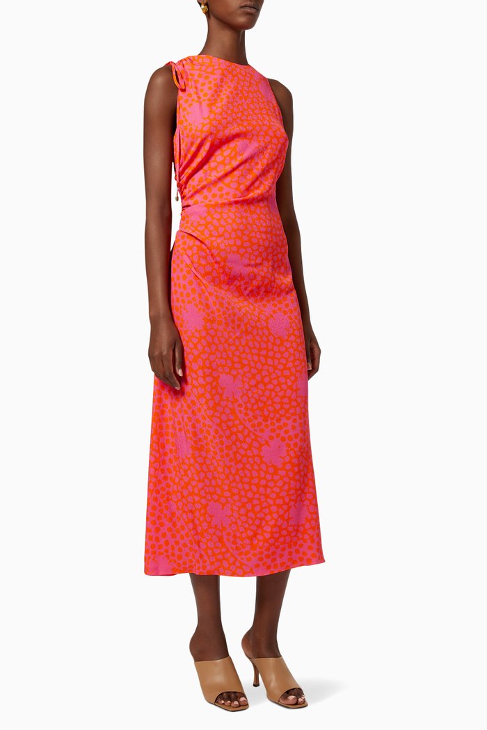 

Ruched Side Detail Midi Dress in Viscose, Pink