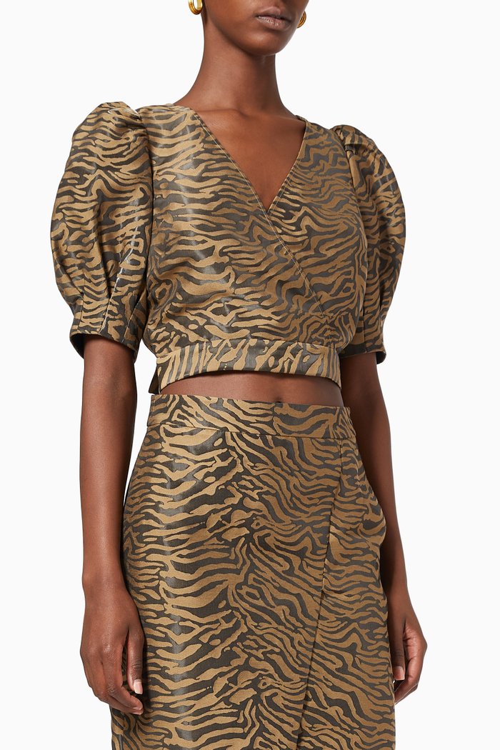 

Marrggo Puff Sleeve Top in Viscose Blend, Black