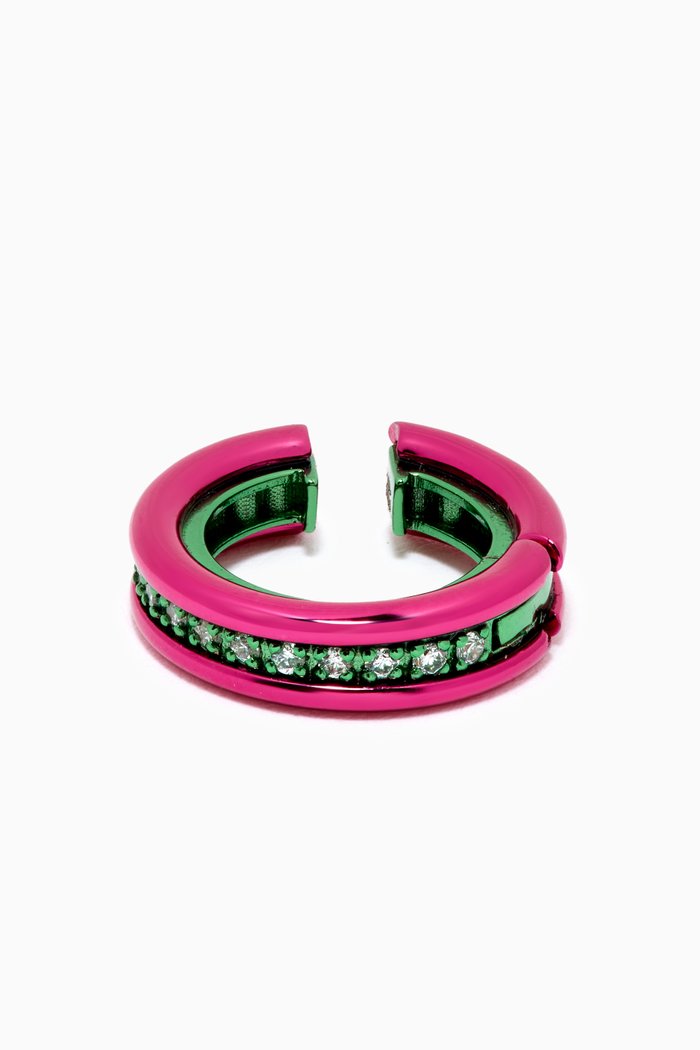 

Mini Diamond Single Ear Cuff in Sterling Silver, Pink