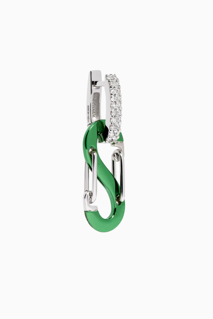 Romy Diamond Single Earring in 18kt White Gold, Green