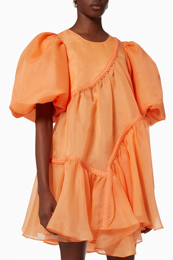 

Riviera Asymmetric Braided Smock Dress, Orange