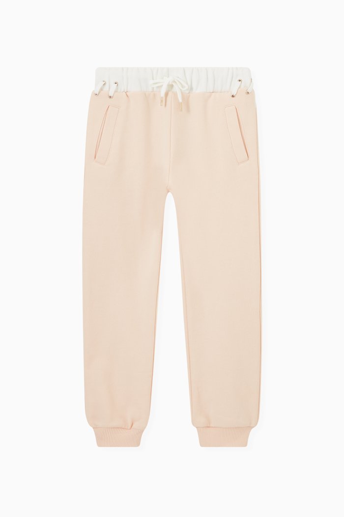 

Contrast Waist Joggers in Fleece, Pink