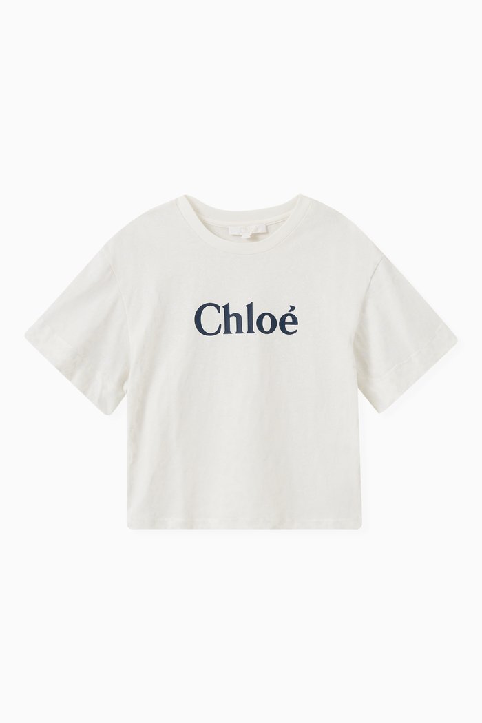 

Discreet Floral Logo Print T-shirt in Cotton, Neutral