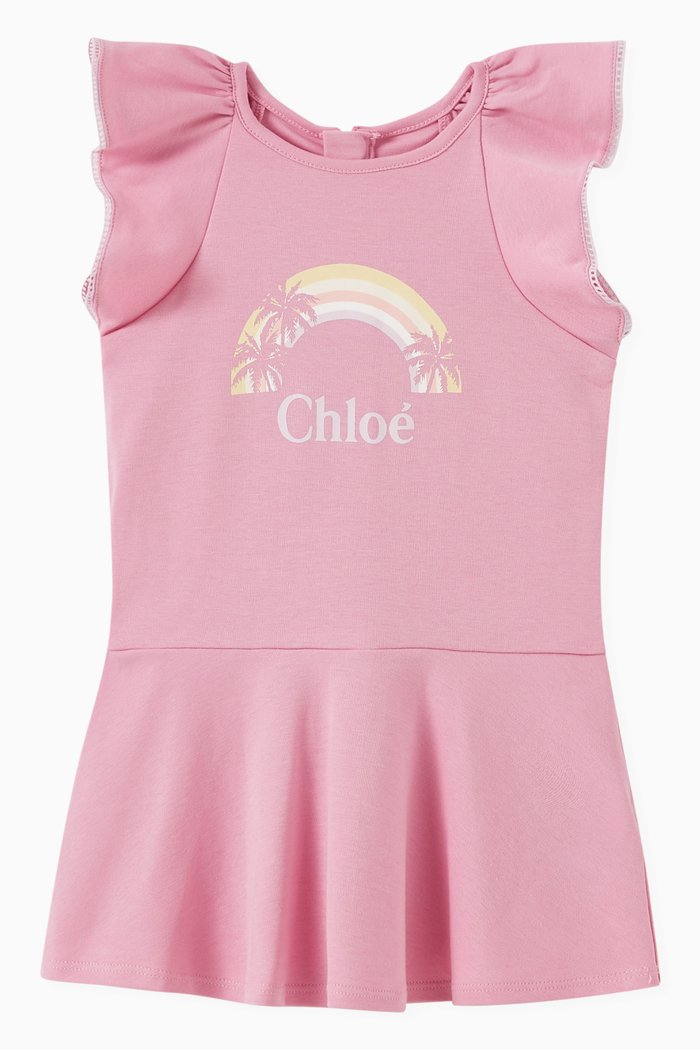 

Rainbow Logo Dress in Cotton, Pink