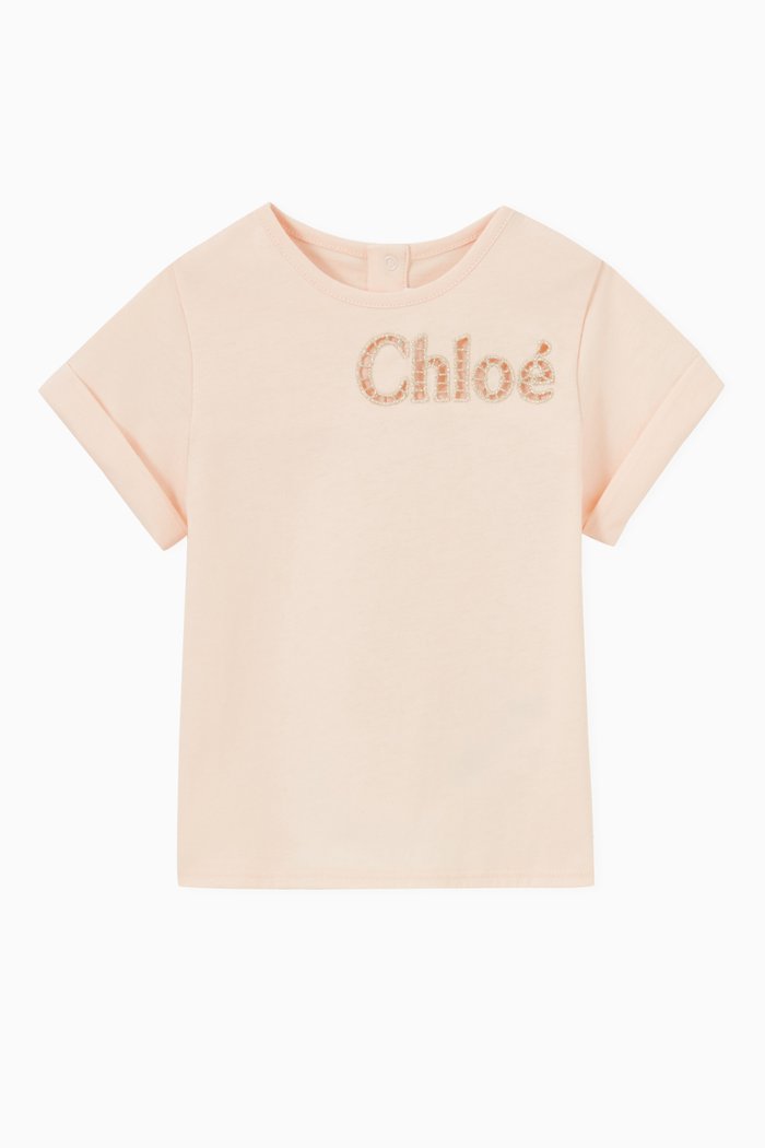 Logo T-shirt in Jersey, Pink