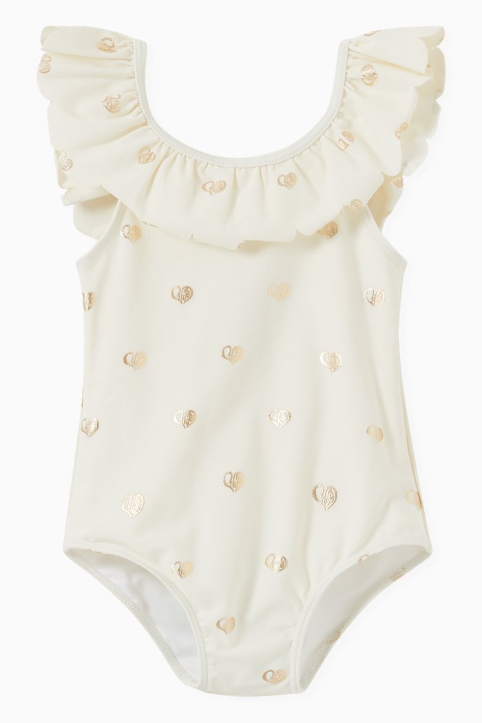

Logo Print Swimsuit, Neutral