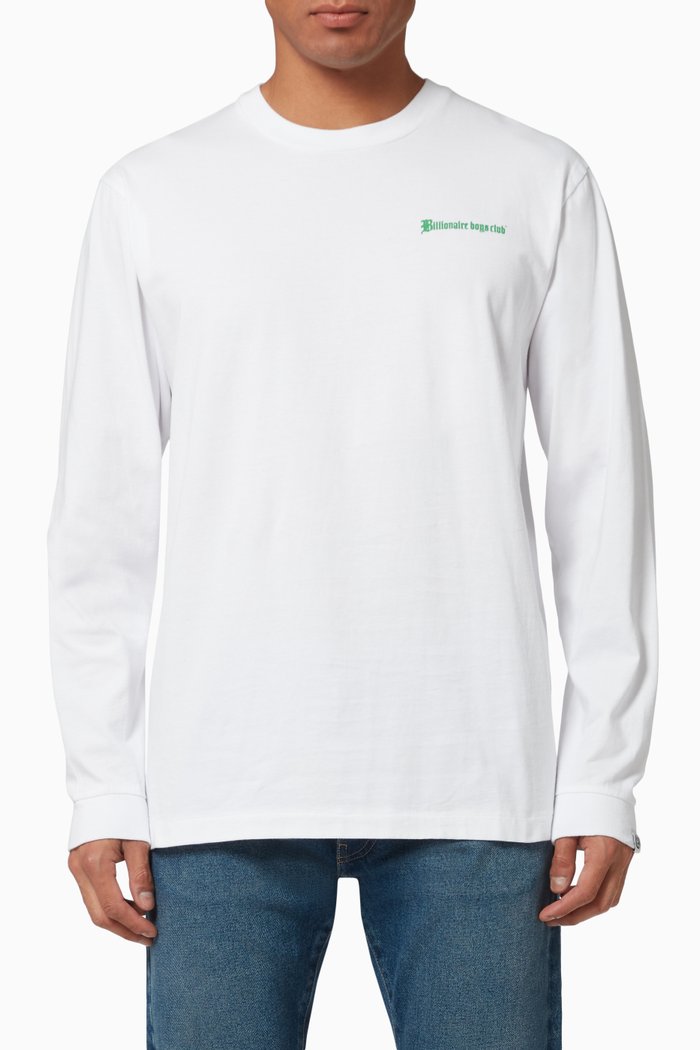 

Old English Long Sleeve T-shirt in Cotton, White