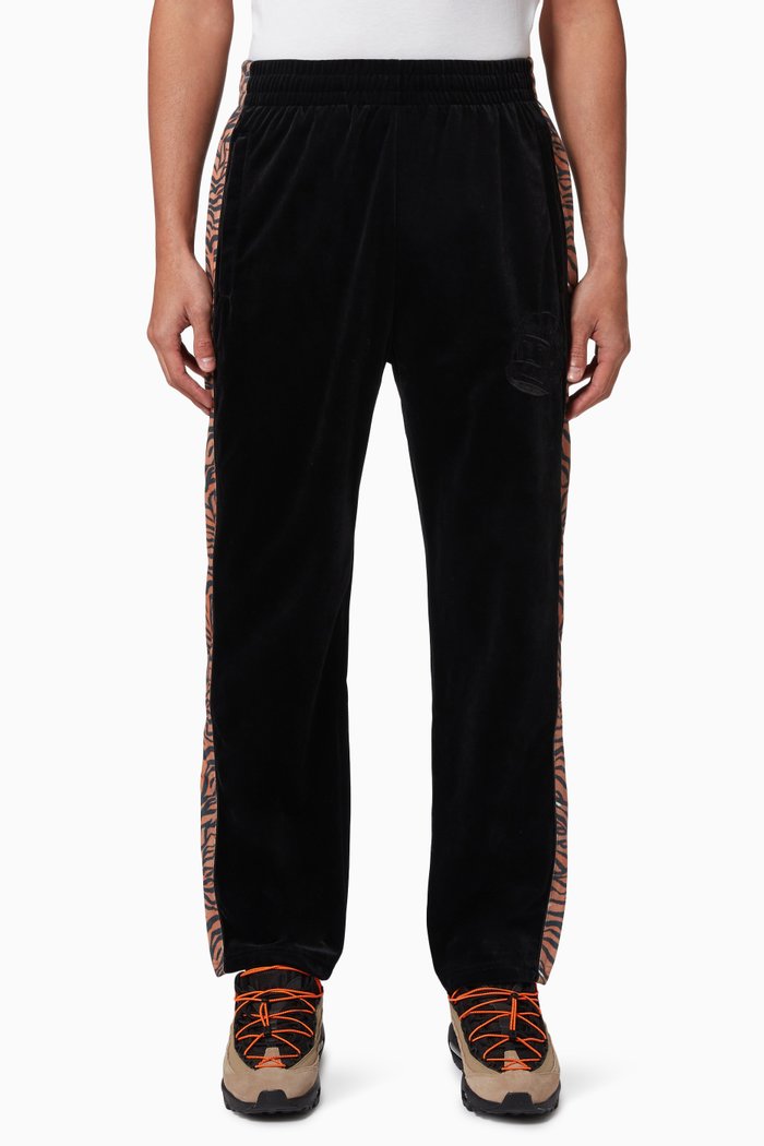 

Tiger Print Velour Pants, Black