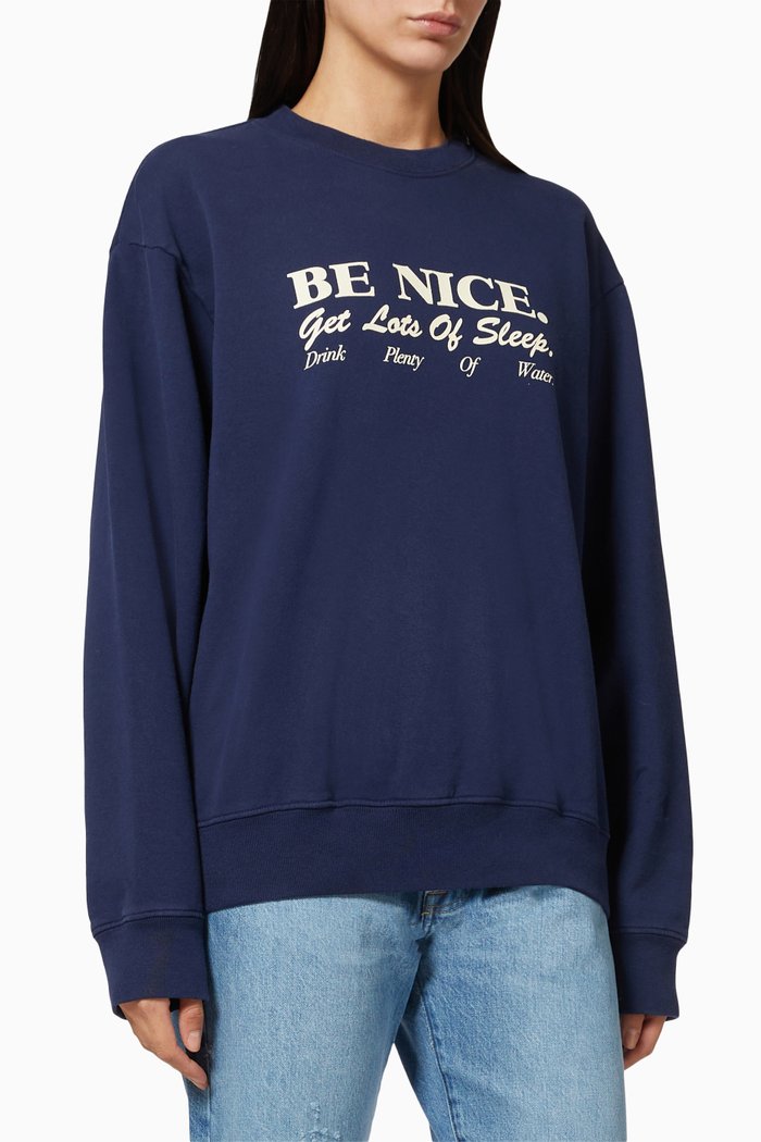 

Be Nice Crewneck Sweatshirt in Cotton, Blue