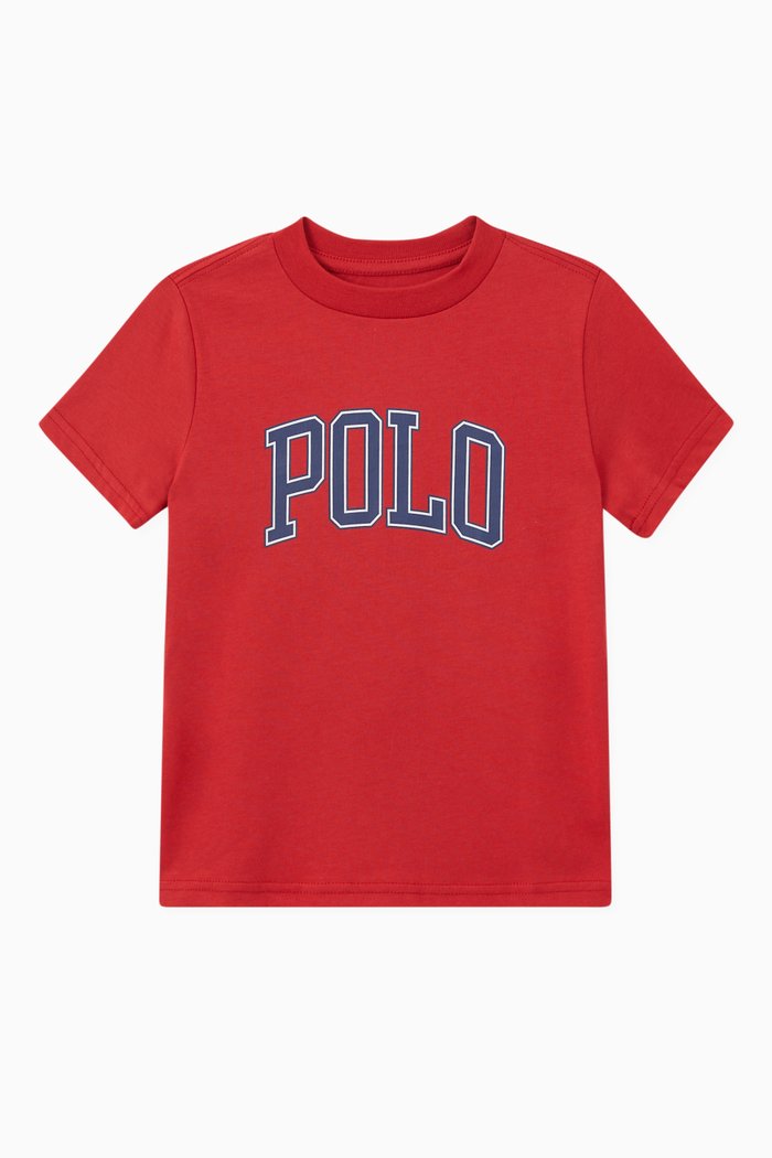 

Polo Logo Print T-shirt in Cotton, Red